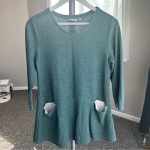 LOGO by Lori Goldstein Deep Green Knit Tunic Sweater